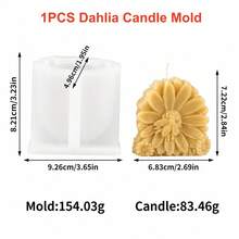 3D 大麗花蠟燭矽膠模具 DIY 手作雛菊花卉柱狀蠟燭石膏模具,適用於蠟燭、手工皂、蠟熔與 DIY 手作 - 大麗花 - 查看 4
