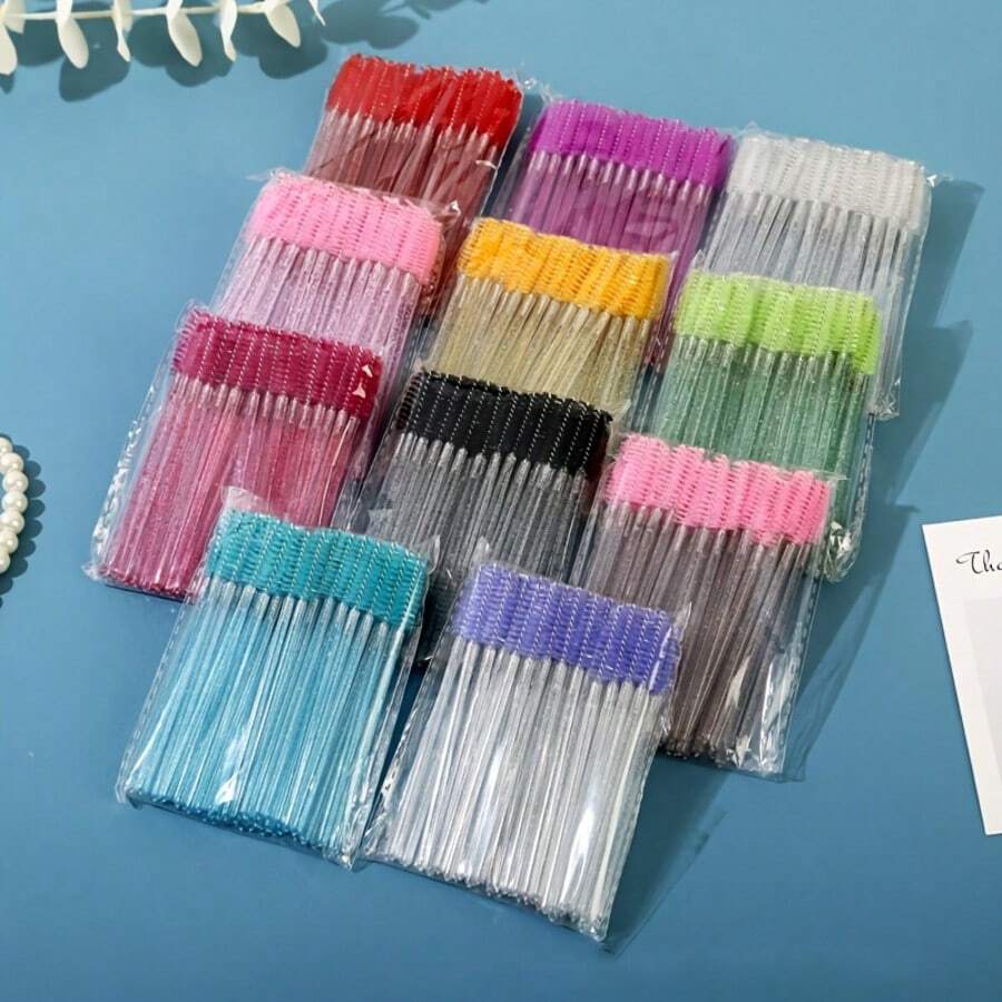 50/100pcs Eyelash Brush Spoolies, Random Color Mascara Wands For Eyelash Extensions, Eyebrow Shaping, Lash Lifting & Makeup Use