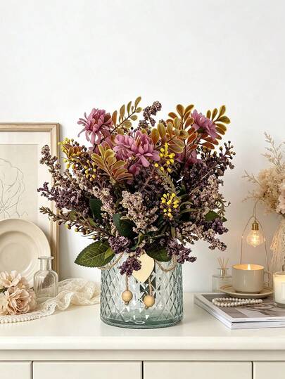 1PC Artificial Chrysanthemum New Beautiful Herbal Bouquet, Suitable For Home Decoration, Weddings, Bridal Bouquet Decoration, Valentine's Day, Gifts, Birthdays, Graduation Ceremonies