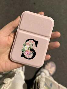 Mini Pink Foldable Portable Makeup Mirror, A-Z Letter Pattern, Standing Makeup Mirror, Travel Mirror, Beauty Product, Desktop Makeup Mirror, Rectangular Desktop Portable Makeup Mirror - Multicolor - View 6