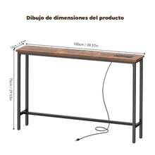 Mesa Recibidor Entrada con Tomacorrientes y Puertos USB, 100 * 75 * 15cm Consola de Entrada, Muebles Consola para Sala, Bufets, Vitrinas y Credenzas, Mesa de Sofá, Barra de - Multicolor - Ver 3