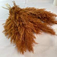 10/20/30/40pcs Artificial Pampas Grass Decor 17.3 Inch Small Faux Reed Feather Bouquet, Brown Pampas Grass Decoration Bohemian Style Room Floral Decor Wedding Vase Wreath Decoration, Bedroom Decor, Bohemian Wedding Decor, Floor Decor, Ceremony Backdrop Artificial Bouquet, Mother's Day Gift, Birthday Anniversary Gift, DIY Wreath Decoration - Burnt Orange - View 2