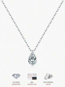 MODIAN Water Drop Moissanite Necklace 925 Sterling Silver Simple Link Chain Fashion Pendant Necklace For Women Fine Jewelry - Silver - View 1