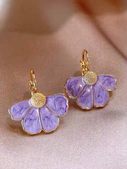 1 Pair Of Fashionable Personalities Exquisite And Sweet Flower Earrings Suitable For Women's Daily Commuting ﻿ ﻿ ﻿