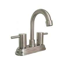 Lead-Free, Brushed Nickel Bathroom Sink Faucet, 4-Inch, With Two Handles And Center Mount - 拉絲鎳 - 查看 7