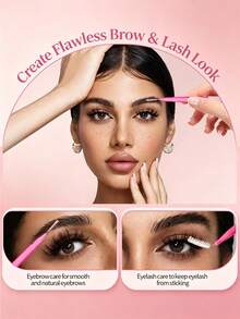 5/20/50/100/200件 多功能迷你捲翹睫毛刷 2合1 柔軟睫毛與眉毛刷，便攜式睫毛接種與眉毛造型清潔可重複使用美容工具 - 粉色 - 查看 8