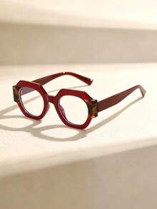 1 Paio di Occhiali con Montatura Poligonale, Occhiali Decorativi di Moda da Donna, Design in Acetato Bicolore con Intarsio, Versatili, Adatti per Viaggi all'Aperto, Pendolarismo Quotidiano, Uscite Casual, Accessori Fotografici, Abbinamenti per Appuntamenti - multicolore - Visualizzare 8