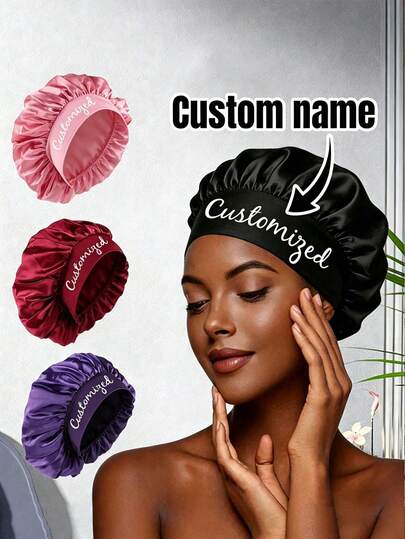 Customized Name Satin Sleep Cap, Personalized Hair Cap, Women's Beauty Cap, Women's Hair Accessory, Bridesmaid Gift
