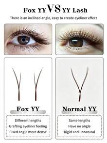 Winky Beauty Ekstensi Bulu Mata Brown Fox YY 5D Fox Eye, Bulu Mata Kipas Miring Halus dan Lembut Siap Pakai, Panjang Campuran 8-13mm, Efek Ekstensi Ekor Mata Rubah, Gaya Camellia, Ekstensi Bulu Mata Tunggal, Tampilan Alami Lembut, 12 Baris - View 5