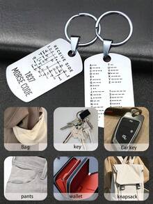 Cool,Creative CW Morse Code Keychain Double-Sided Alphanumeric Tool Key Ring;Charm For Bags And Wallets;Car Key Accessory.Activity,Holiday Gifting - Multicolor - View 9