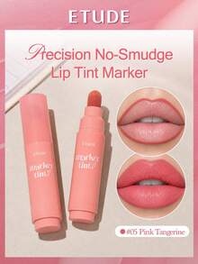 ETUDE Love Mark Matte Lip Liner, Smudge-Proof Waterproof, Creamy Texture, Suitable For Lip Contouring And Lip Shaping, Daily Essential - #05 Pink Tangerine - View 2