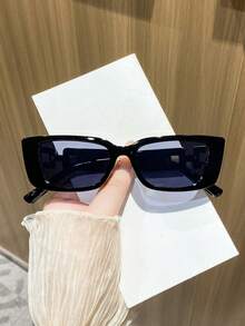 3對女款塑膠方框窄框金屬裝飾寬腿簡約休閒復古時尚眼鏡，適合日常街頭穿搭 - 彩色 - 查看 4