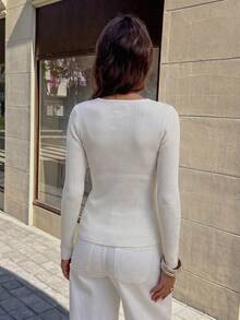 Women's New Autumn Round Neck Knit Cardigan, Elegant Design, Casual Daily Travel - White - View 5