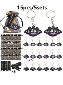30pcs Halloween Keychain Pendant Gift Pack, Cute Bat & Ghost Keychain Decor, Comes With Organza Bag And Thank You Card, Suitable For Halloween Gifts, Halloween Party Decorations, Halloween Gifts - Multicolor - View 13