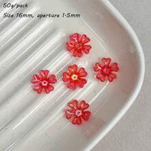 140pcs Transparent AB Color Acrylic Heart-Shaped Five Petal Flower, DIY Bead Material Five Leaf Flower Headpiece Hairpin Bouquet With Hair Accessories - Multicolor - View 7