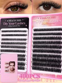 340/380/400pcs Mixed High-Density Eyelashes, DIY Natural Slim Eyelash Clusters, Easy To Wear, Reusable Single Eyelashes, Beautiful Eyelashes, Enlarged Eyes, Including Glue, Tweezers, Brushes, Suitable For Beginners, Back To School Season Eyelashes - Multicolor - View 15