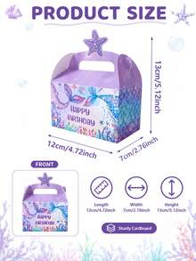 4/12/24 Stücke Meerjungfrau Partygeschenkboxen Ozean-Thema mit Seestern-Griff, süße Süßigkeiten-Geschenkboxen für Mädchen Geburtstagsfeier, Unterwasser-Dekorationen, Kinderparty-Zubehör, Meerjungfrau-Thema Geburtstagsgeschenkboxen - Handtasche im Meerjungfrauen-Design - Übersicht 7