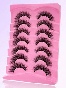 1 buah/7 Pasang Bulu Mata Palsu D-Curl Tebal Russian Volume Alami Lembut, Bulu Mata Palsu Mink Klasik Cat Eye, Bulu Mata Palsu Cross Fine Dense 5D, Ekstensi Bulu Mata Lembut untuk Tampilan Riasan Alami, Ciptakan Tampilan Riasan Alami - A - View 4