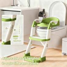 Luminpool Children's Toilet Seat With Steps, 2-In-1 Toilet Step Stool For Toddlers, Soft, Non-Slip Seat Cover With Splash Guard And Built-In Footstool - Green - View 6