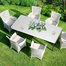 LEO IRIS 4FT/6FT Folding Table With Carrying Handle, Heavy Duty Rectangular Table For Kitchen, Dining Room, Party, Wedding, Indoor & Outdoor Meals, Christmas Gift- White - White - View 4