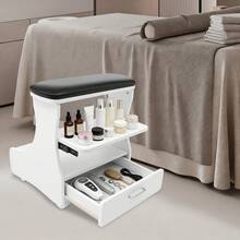 Foot Bath Spa Handcart (With Wheels),  20.47*16.14*21.65 In,Foot  Bench With Footrest, Beauty Salon Nail/Home Storage Roller, Foot Nail Tool Table - 白色 - 查看 4