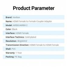 VENTION HDMI 2.0 Female To Female Coupler 4K 60Hz High Speed HDMI Extension Adapter For HDTV TV Stick Chromecast - Black - View 10