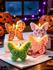 1pc Skull Butterfly Silicone Candle Mold, Flexible And Durable, Easy To Demold, Suitable For Epoxy Resin Casting, Plaster And Handicrafts, Skull Butterfly Design, Home Wall And Desktop Decor, Candle Making Mold, Suitable For DIY Enthusiasts, Christmas, Halloween, Easter, Thanksgiving - A - View 4