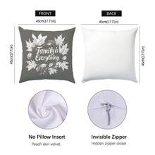 Ensemble de 4 housses de coussin vintage gris-brun avec motif feuille Sweet Home, imprimé unilatéral en velours peau de pêche, 45*45CM/18*18 pouces, housses de coussin pour canapé en tissu moderne, décoration intérieure, décoration de fête, cadeau - Multicolore - Voir 2