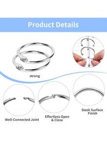 50pcs Loose Leaf Binder Office Book Rings 1-Inch, Nickel Plated Metal O Rings Keychain Key Ring, Silver Photo Album Flash Cards Index Cards Notebook Ring For Index Cards And School Documents Organization, Sliver,Card Holder - Silver - View 5