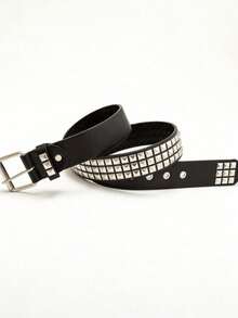 New Rivet Belt Women's Heavy Metal Belt Unisex Y2K Belt European And American Punk Rock Jeans Belt - Black - View 4