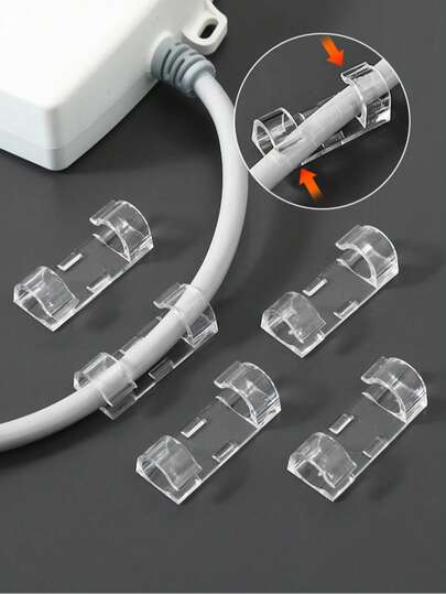 100pcs Drill-Free Cable Clips, Extension Cord Clips, Self-Adhesive Cable Management Clips, Wall-Mounted Cable Organizers