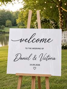 Personalized Acrylic Wedding Welcome Sign, World Map And Travel Theme, Custom Bride And Groom Names And Date, Transparent Or Frosted Acrylic Guest Sign-In Board, Destination Wedding Decor, Elopement Wedding Poster, Calligraphy - Multicolor - View 5