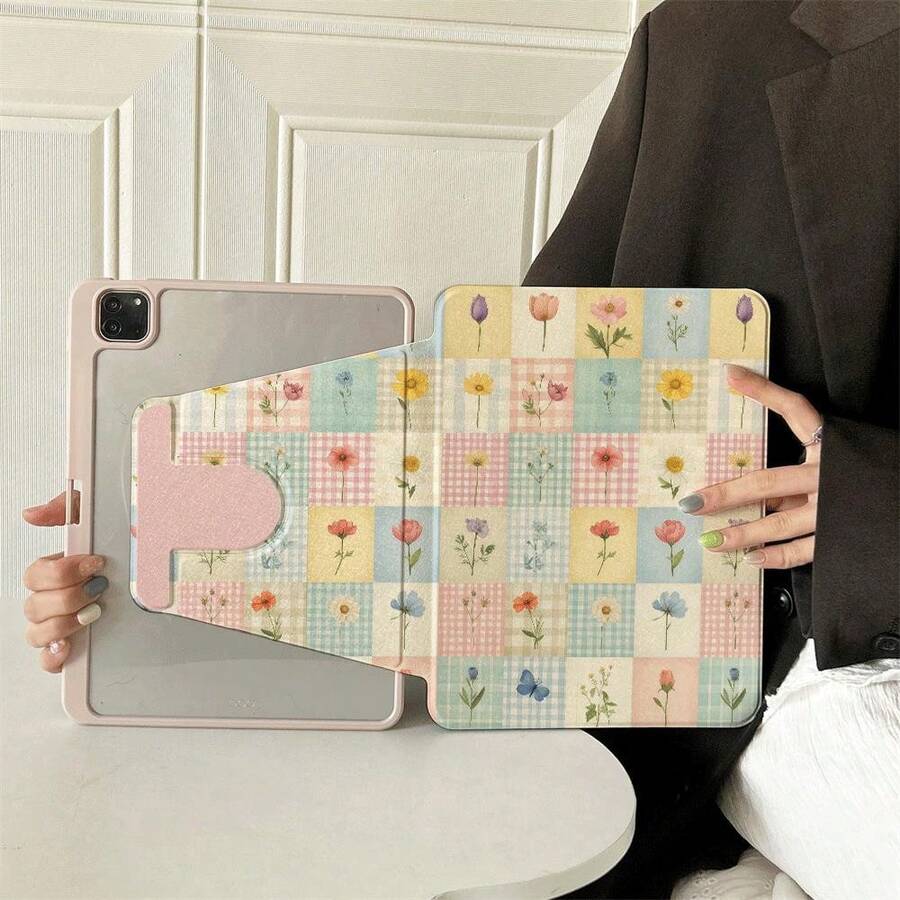 1件 360°可旋轉平板保護殼 多角度觀看書本式支架 相容 iPad A16 2025、Galaxy Tab S9 FE/S8 Plus/S7/S10、Pad、MatePad、Pad、Honor Pad、Xiaoxin Pad - 彩色 - 查看 1
