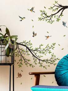 Spring Flowers, Birds, And Tree Branch Wall Stickers. Peach Blossoms, Peonies, And Swallows Segmented Self-Adhesive Waterproof Stickers. Wall Decorations For Living Rooms, Bedrooms, And Entryways. Forest-Style Wall Makeover Soft Stickers. - Wall Stickers - View 7