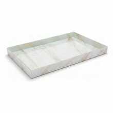 BANDEJA DECORATIVA ELEGANTE 40x24 VIDRO PINTURA MARMORIZADO DE LUXO BRANCOM DOURADO - Visão 3