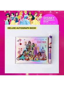 Monogram 1SET Disney Officially Licensed Princess Autograph Book Set Including Hard‑Cover Notebook And Matching Ball‑Point Pen Iridescent Cover With Classic Princess Prints Portable Journal Set For Daily Notes Diary Writing Ideal Birthday Holiday Gift For Fan - Princess - View 8