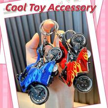 AD Alloy Flame Motorcycle Keychain, Spring-Back Inertia Motorcycle Model Pendant, Boys Realistic Motorcycle Toy Key Chain - Flame Motorcycle - View 3