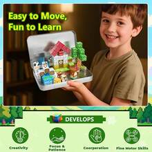 60pcs Country Adventure Theme Magnetic Blocks, Farm & Field Pattern Bricks, DIY Assemble Country Farm Scene, Free Combination Stacking STEM Toy, Enhance Children's Hands-On Ability, Toddler Birthday & Holiday Educational Gift - Multicolor - View 12