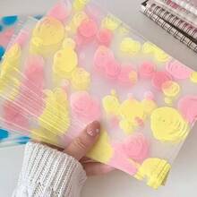 50pcs/Pack 12*20cm Transparent Polka Dot Flat Packaging Bags, High Transparency Waterproof Dustproof Scratch-Resistant Durable, Transparent Background With Blue-Pink And Yellow-Pink Bubble Polka Dot Print, Rectangular Flat Bags, Cute Cartoon Bubble Pattern Clear Printing, Small Card Gift Packaging Dustproof Packing Bags, Suitable For Idol Card Packing, Handmade Jewelry Packaging, Holiday Gift Wrapping, Daily Small Item Storage, All Seasons - View 2