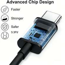 Type C 轉 Type C 充電線，3.3ft/6.6ft/9.9ft，適用於 iPhone 17/16 快充線，同步充電與數據傳輸，USB-C 轉 USB-C 電源線，兼容 17/16/15 Pro Plus Pro Max，兼容 Galaxy S 系列，黑色 - 黑色/39.37英寸 - 查看 3