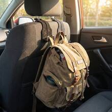 Suede Car Seat Back Hook, Hidden Dual Metal Hanger For Headrest, Interior Storage Organizer (Black/Brown/Grey) - A - View 5