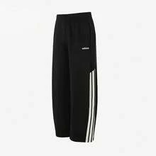 Adidas New Outdoor Running Elastic Lace-Up Wide-Leg Three-Stripe Sport Curved-Hem Pants - Black and White - View 2