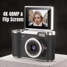 48MP Vlogging Camera 4K Portable Digital Camera With Flip Screen And Fill Light, Portable CCD Camera For Photography And Travel, Perfect Holiday Gift For Student Girls, 800mAh Battery, Long Battery Life - Multicolor - View 2