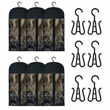 6/12 Pack Wig Storage Bags With Hangers, Clear Window Wig Organizer For Closet, Dustproof Wig Holder Bag, Travel Wig Storage Case For Human Hair Wigs - View 13