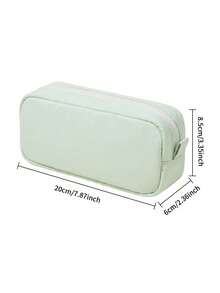1pc Minimalist Japanese Style Solid Color Student Pencil Case, Large Capacity Fabric Desktop Stationery Storage Box, Fresh Artistic Learning Daily Stationery Bag, Can Store Calculator, Notebook And Pens - Suitable For School, Office And Travel Use - Suitable For Students, Professionals, Unisex, Multi-Functional Storage Box, Zipper Closure, Pencil Case - Multicolor - View 2