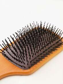 1 Large Square Wooden Massage Cushion Comb, With Round Spherical Teeth, Can Remove Hair, Reduce Breakage, And Massage Scalp. Very Suitable For Personal Use Or As A Gift.Hair , Travel Essentials, Hair Stuff, Back To School - Brown - View 4