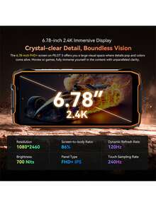 Blackview Oscal Pilot 3 5G AI 強固型手機 全球版 6.78 吋 2.4K 螢幕 120Hz 智慧 AI 刷新率 50MP AI 主鏡頭與 20MP 夜視相機 MediaTek Dimensity 6300 CPU 7500mAh 電池 33W 快充 - 黑色 - 查看 4