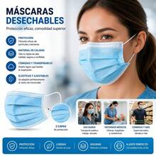 Cubrebocas AZUL Triple Capa Plisado con Ajuste Nasal Ajuste cómodo. - PAQUETE DE 50 PIEZAS - Ver 4