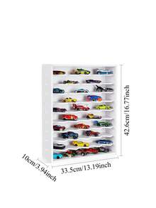 1pc Wall-Mounted Model Car Storage Organizer Box, Desktop Toy Car Garage (White), Suitable For Newborn Essentials And Children's Room - Multicolor - View 3