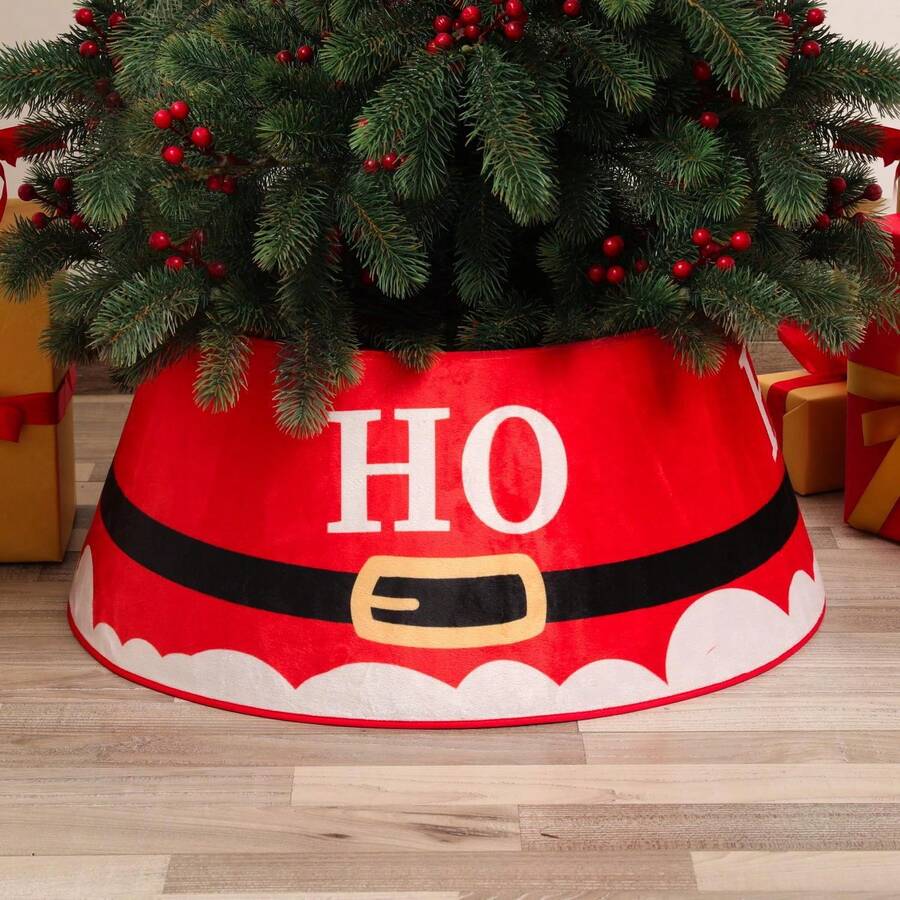 New Printed Christmas Tree Skirt, Christmas Tree Base, Christmas Decoration, Round Christmas Tree Skirt, Foldable Christmas Tree Decoration, Easy To Store - YH01 Belt Style - View 1